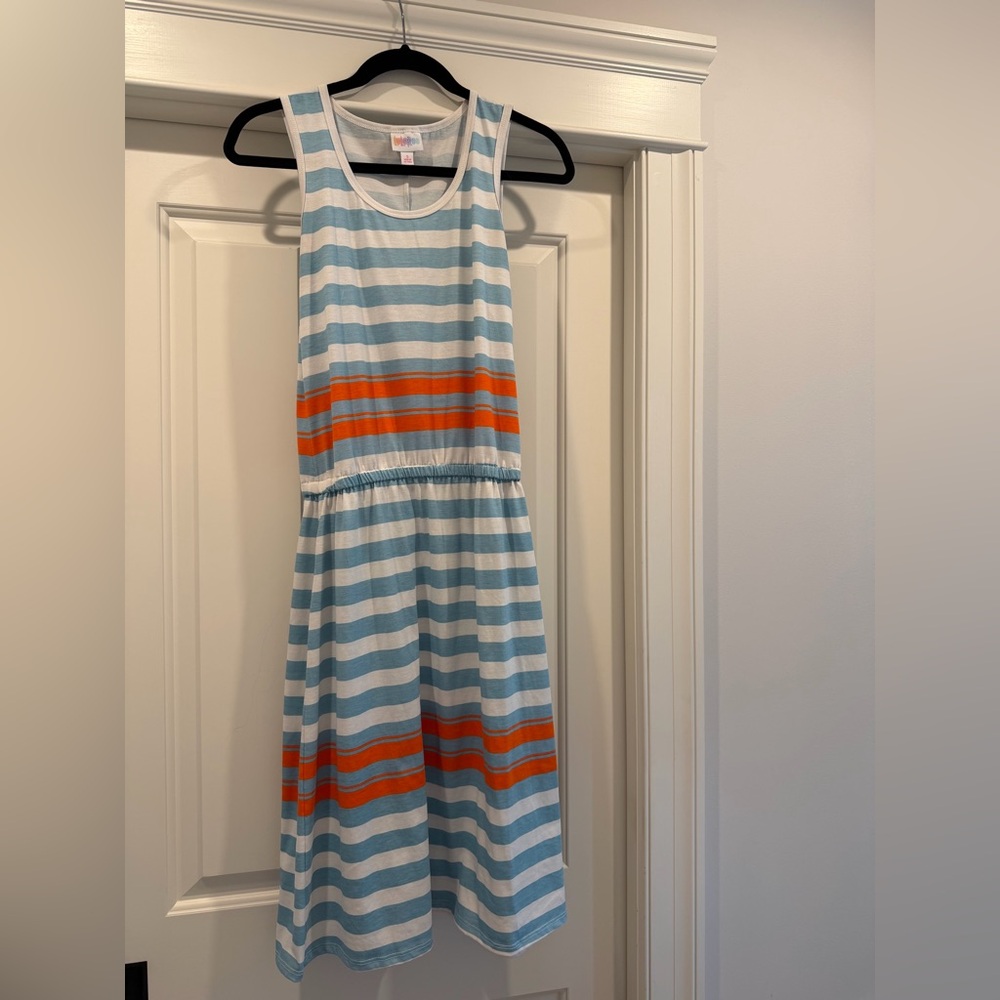 Striped Sleeveless Dress - Blue and Orange